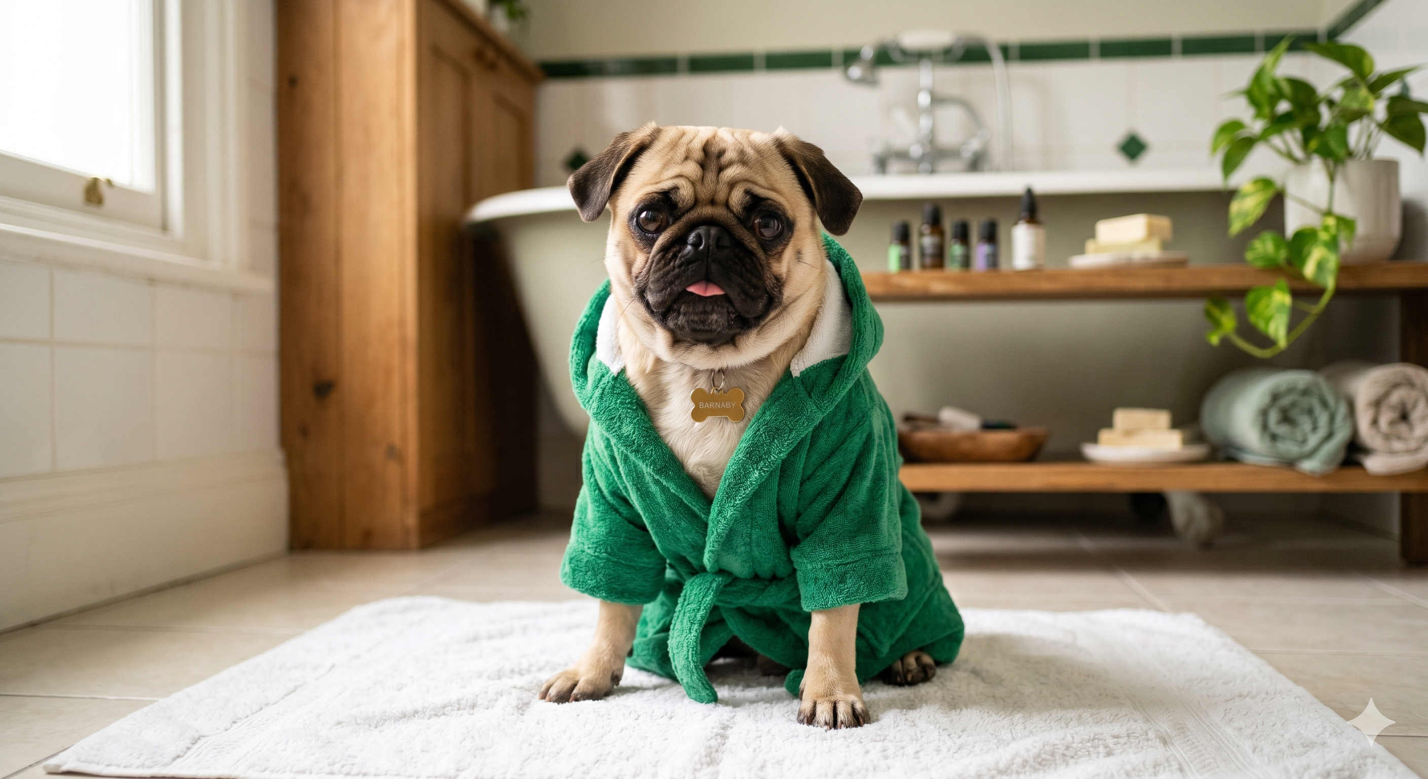 Bibo (Pug)  Arequipa  Ama su bata de baño Lucasi